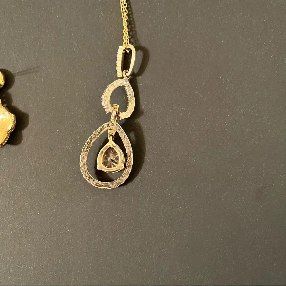 Gold Tone Jewelry Lot Necklaces Earrings Hummingbird Flower Rhinestone Beads